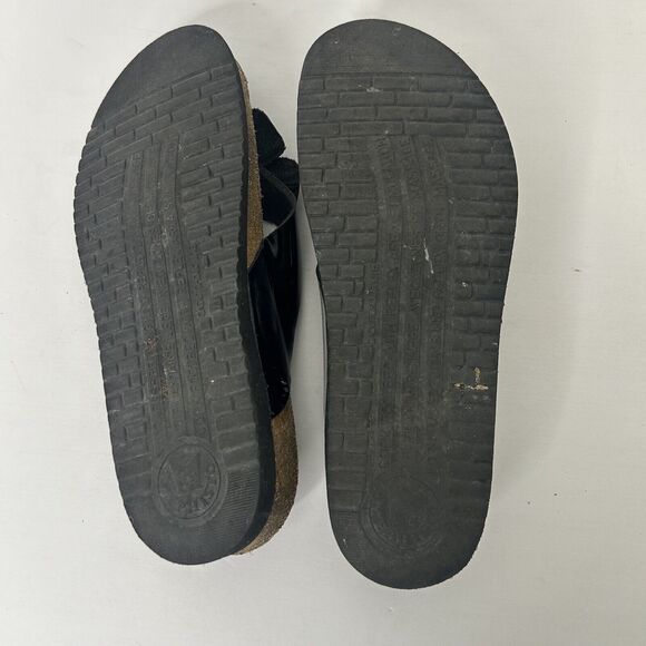 MEPHISTO Violette Black Patent Leather Flip Flops Sandals Flower 38 - Picture 5 of 5